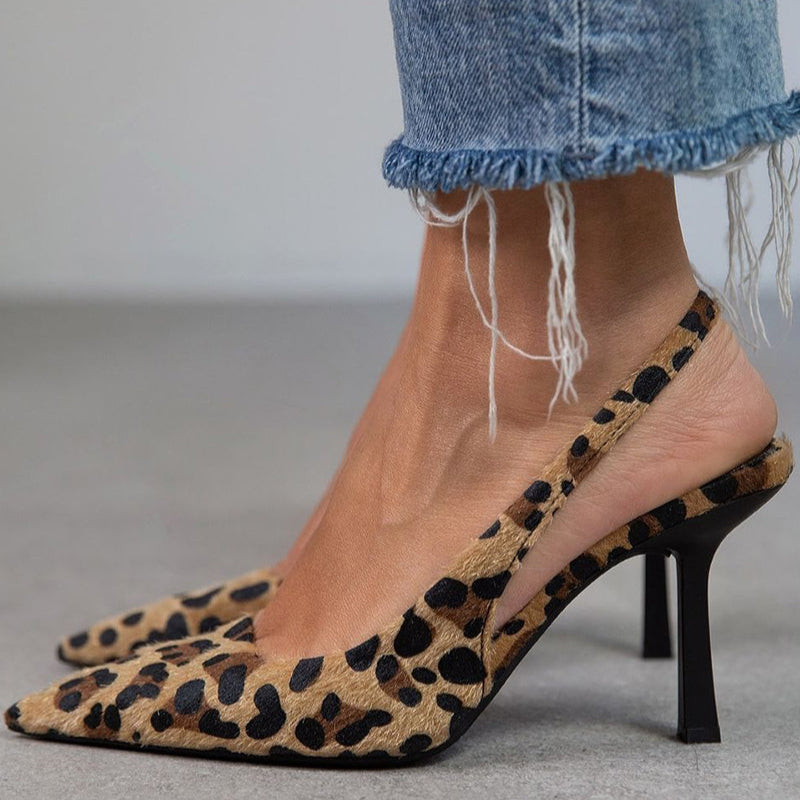 ELISA| Zapatos de tacón con estampado de leopardo